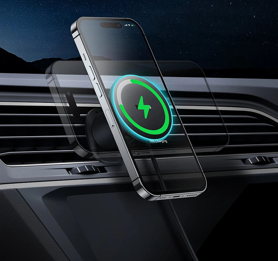 Magnetic Wireless Car Charger and Phone Mount 15W