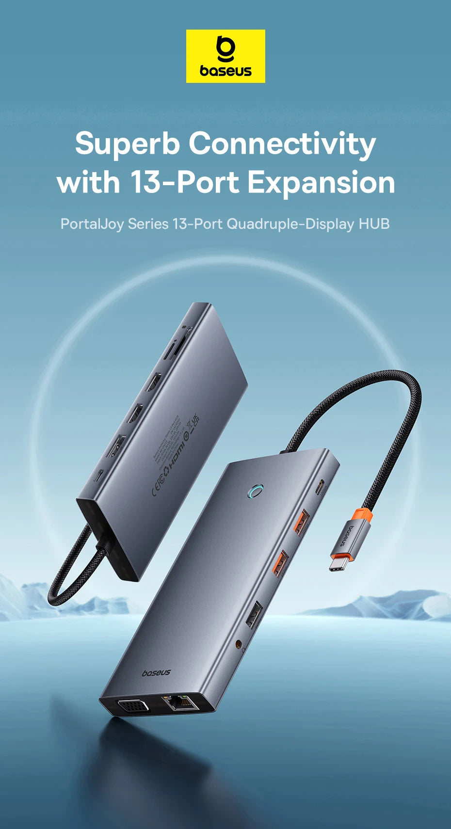 13-in-1 USB-C Hub with 4K Quadruple Display and 100W PD Charging - 7