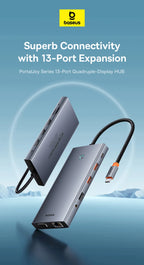 13-in-1 USB-C Hub with 4K Quadruple Display and 100W PD Charging