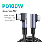 90 Degree Right Angle USB-C Fast Charging & Data Sync Cable