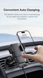 15W Fast Wireless Car Phone Charger with Automatic Clamp