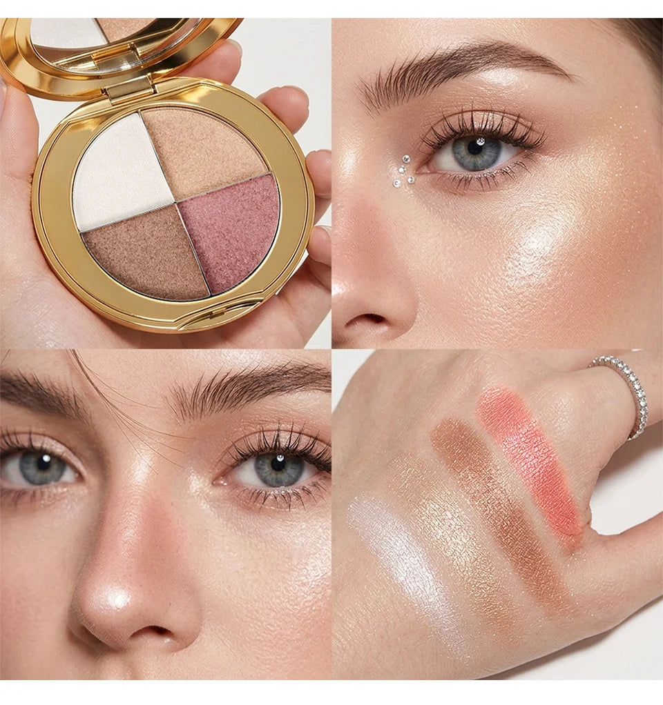 4-Color Highlighting and Contouring Face Makeup Palette