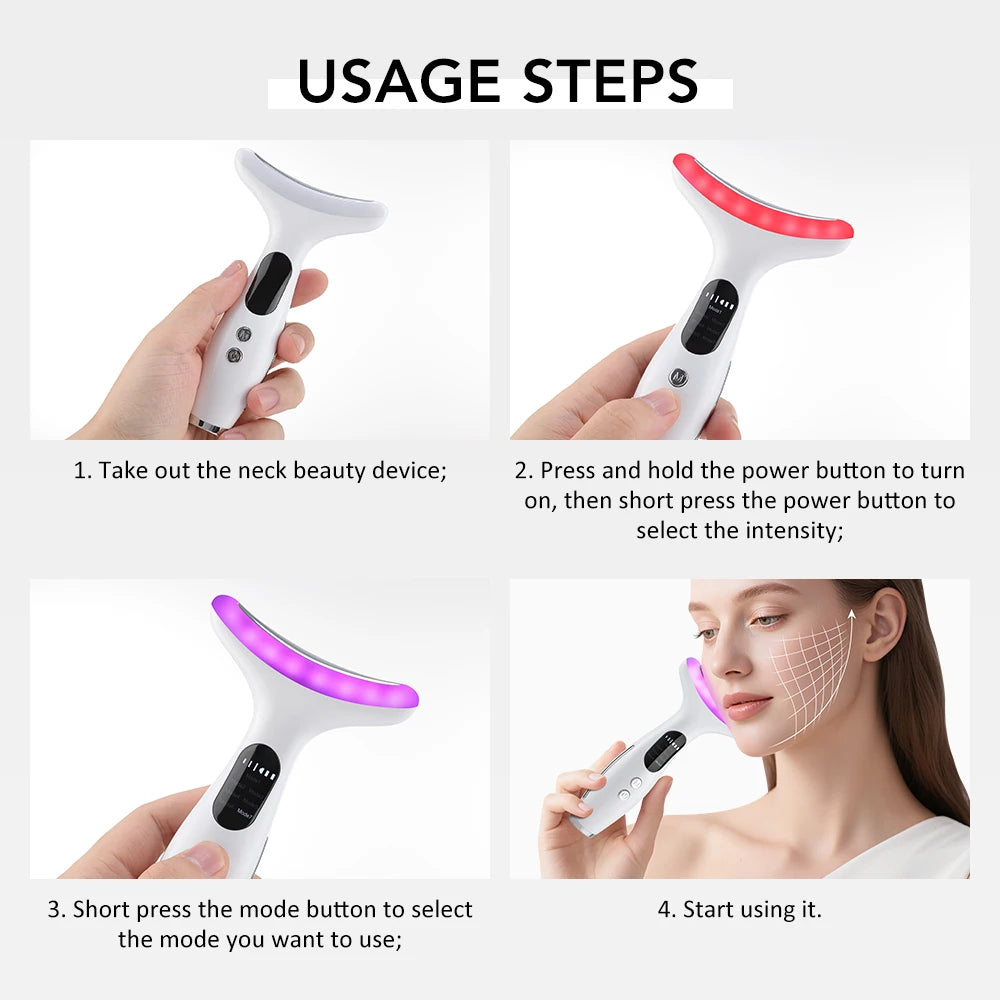 7-Color LED Neck and Face Skin Tightening Massager - 10