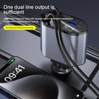 120W 4-in-1 Fast Retractable Car Charger with Voltage Display
