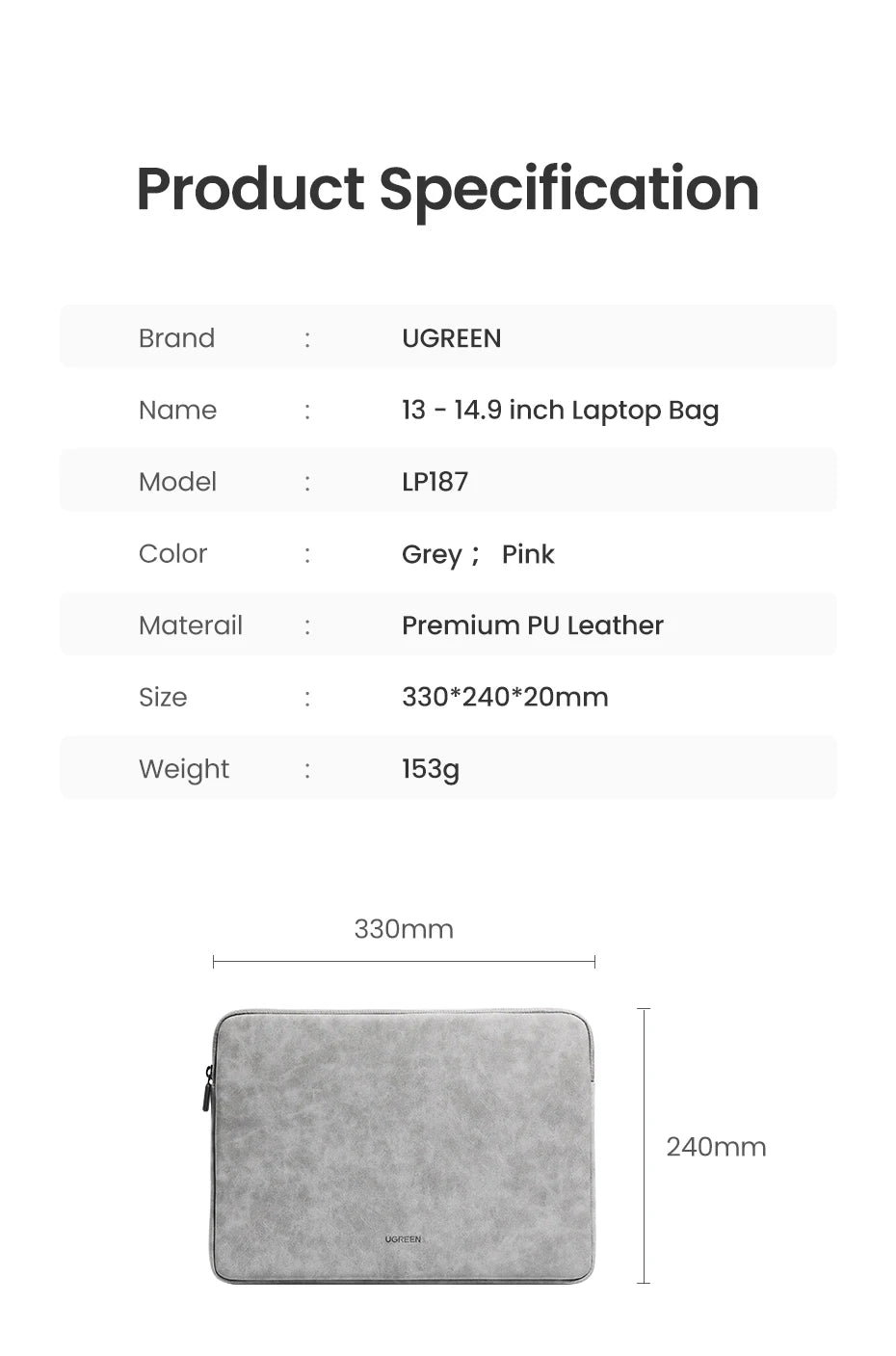 Waterproof Laptop Sleeve Case for 13 to 14.9 Inch Notebooks