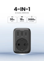 30W GaN Fast Charger with Built-in AC Wall Socket