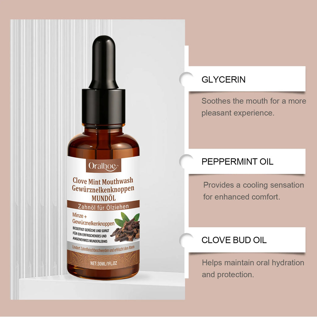 Clove Mint Oral Rinse for Fresh Breath and Teeth Whitening