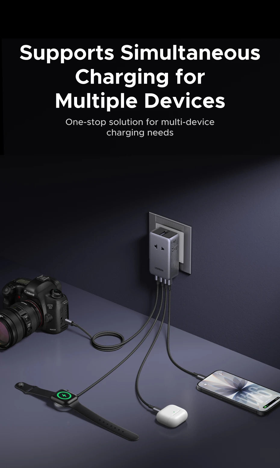 45W GaN Universal Travel Adapter with Multi-Port Fast Charging