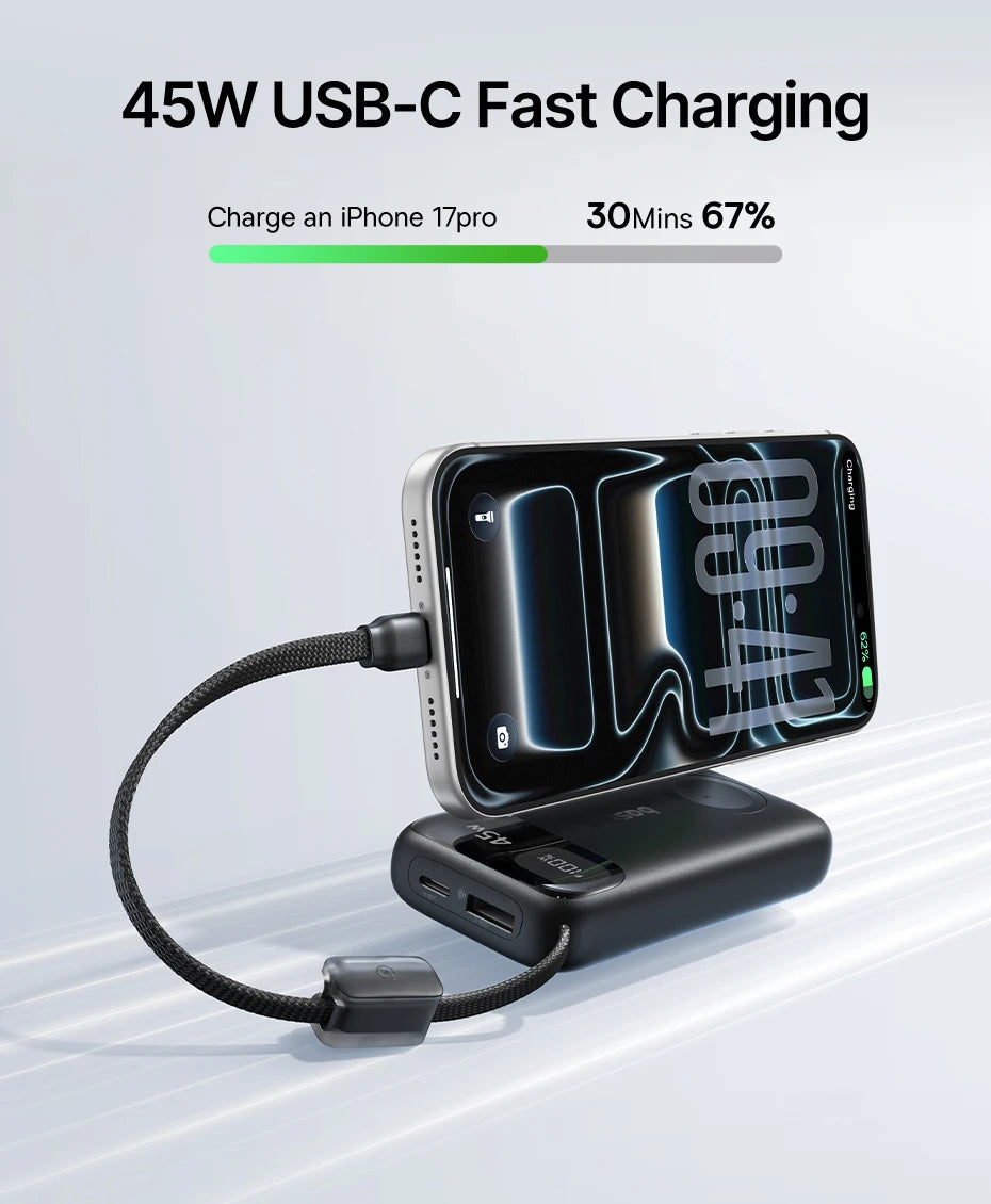45W 10000mAh Portable Power Bank with Integrated Watch Charger - 9