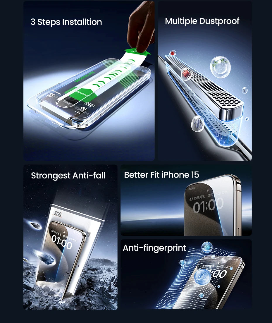 Tempered Glass Screen Protector for iPhone 16 and 15 Series
