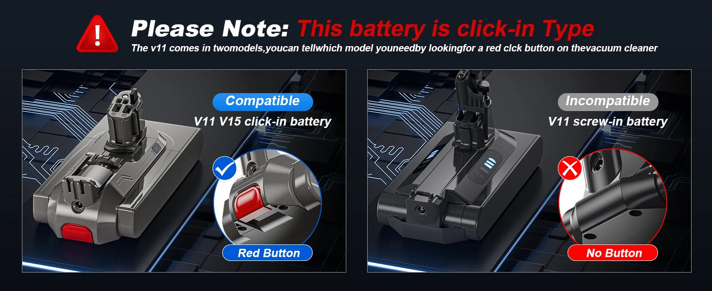 Replacement Battery for Dyson V11 Click-in Vacuum Models - 8