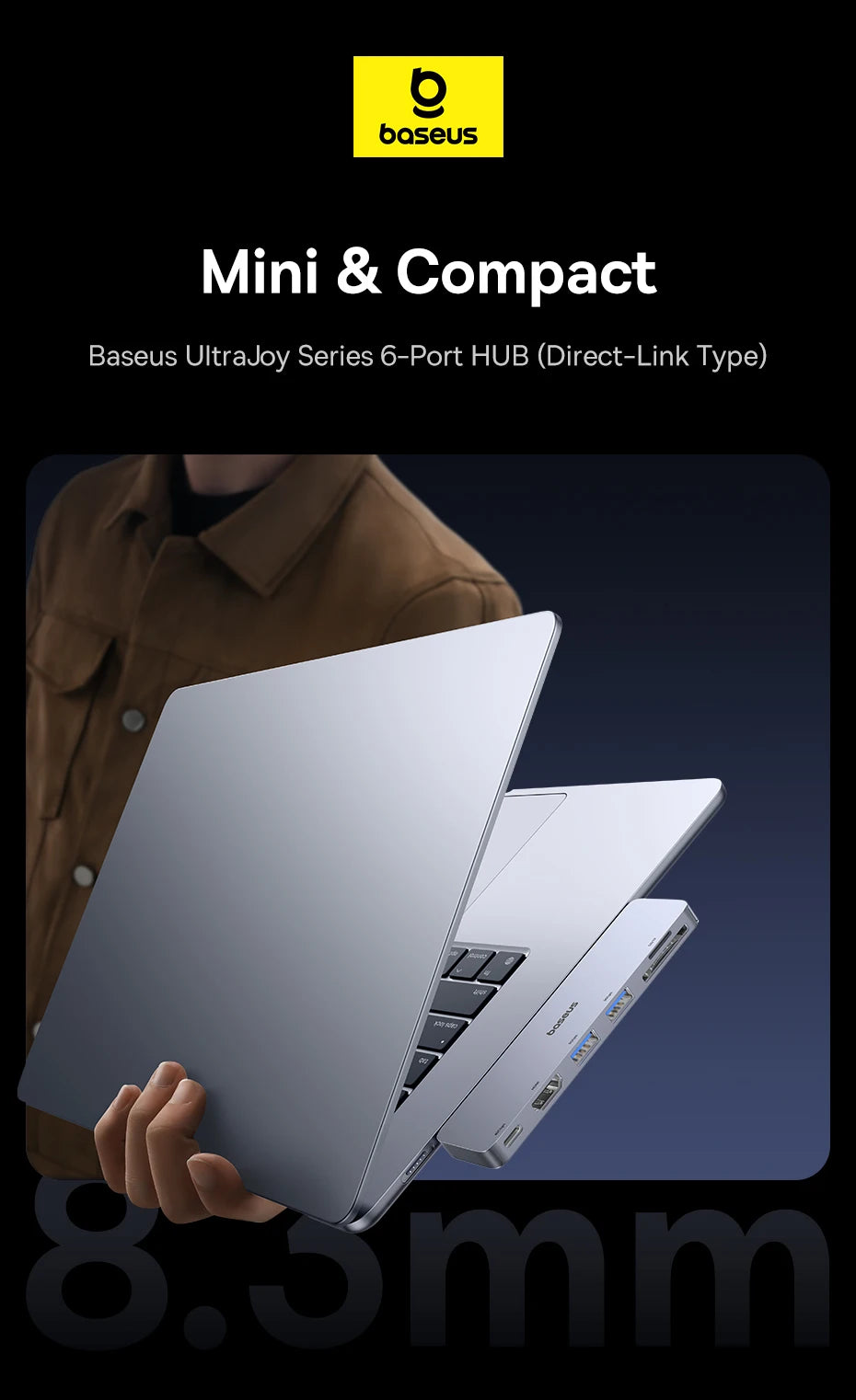 6-in-1 Dual USB-C Hub for MacBook with 4K HDMI and SD/TF Card Reader - 9