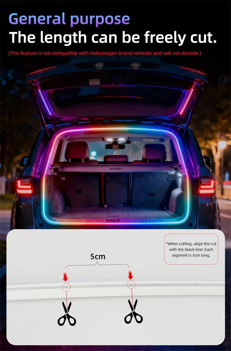 12V 4 Meter RGB LED Trunk Ambient Light Strip with App Control