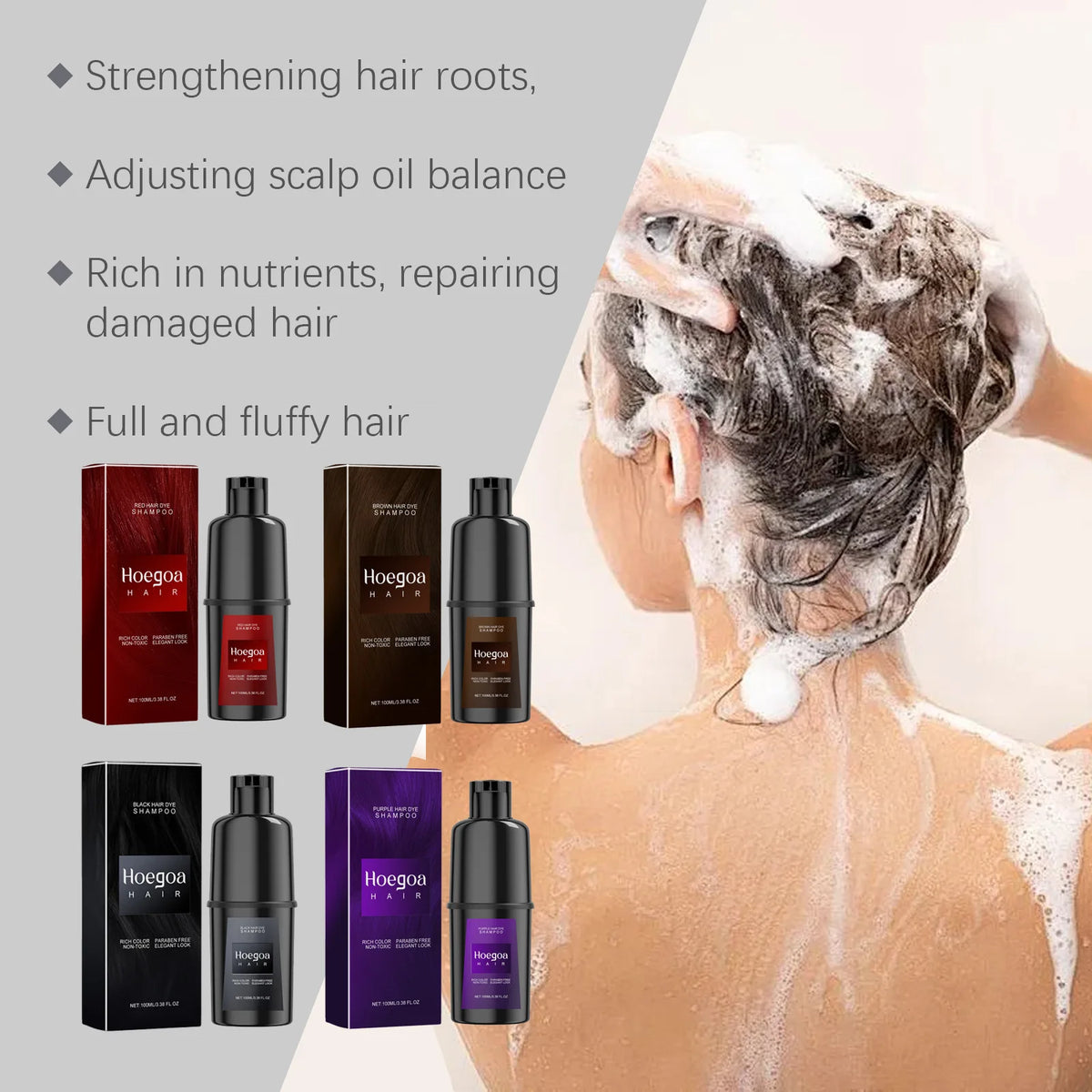 Instant Hair Color Dye Shampoo for Easy Grey Coverage
