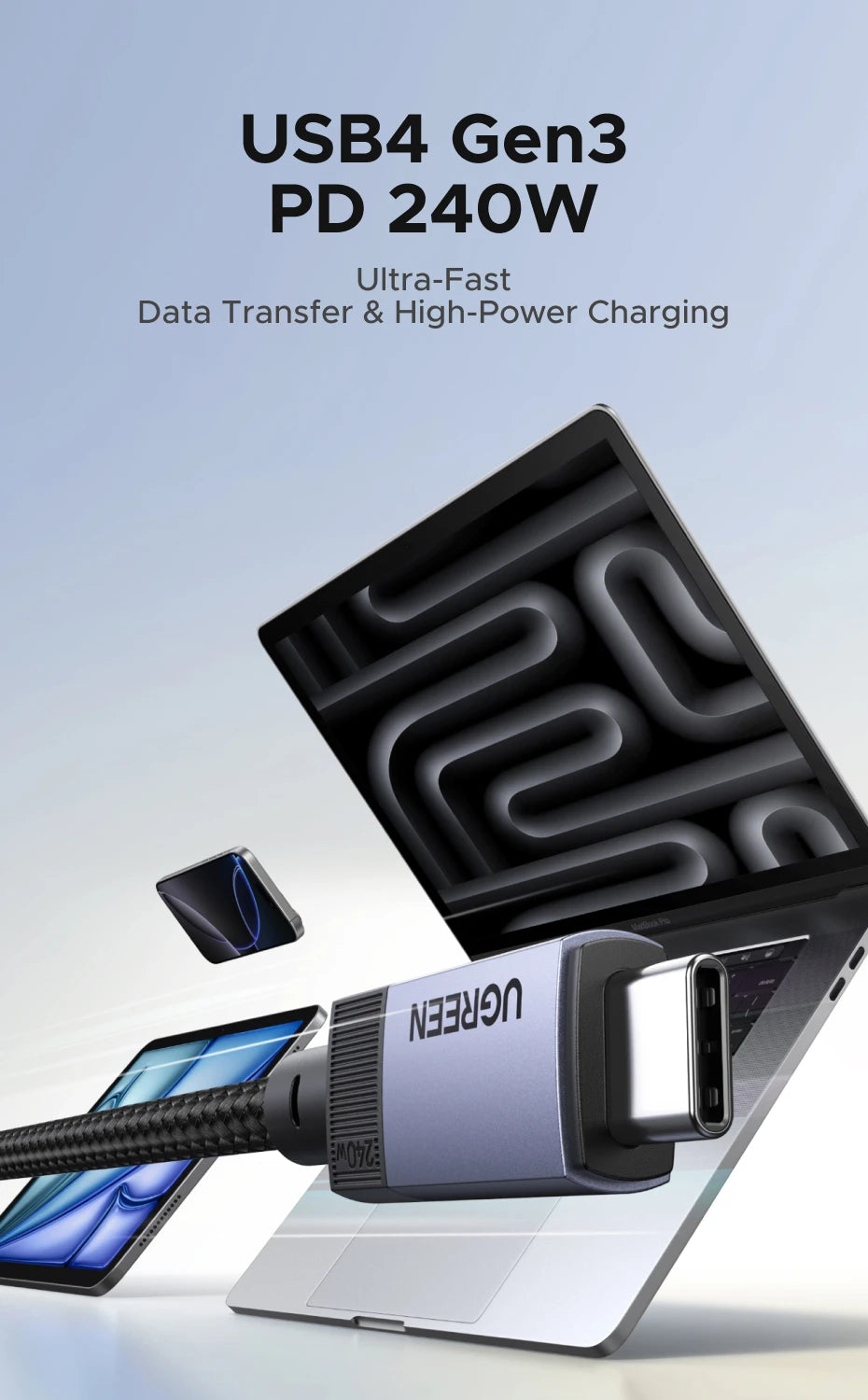 USB4 240W Fast Charging and 40Gbps Data Sync Cable