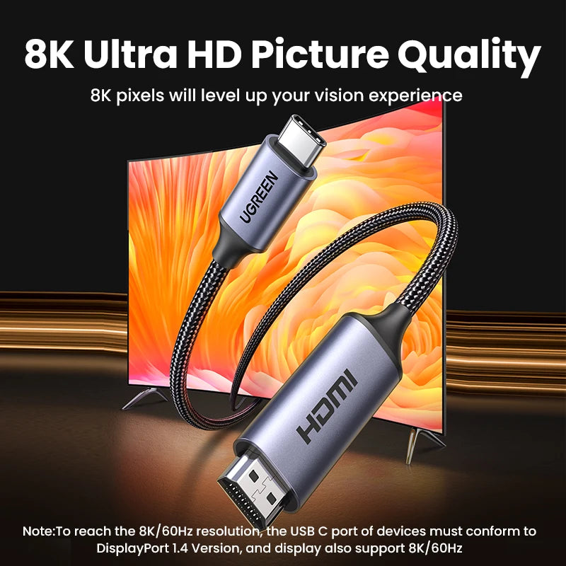 8K USB-C to HDMI Adapter Cable for High-Resolution Displays - 2