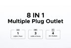 20W Outlet Extender with 4 AC Outlets and 4 USB Charging Ports
