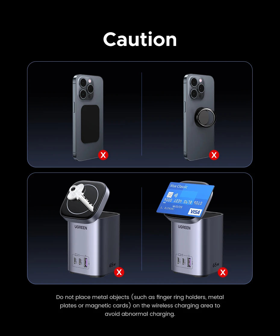 65W Desktop Charger with 15W Qi2 Magnetic Wireless Charging Stand