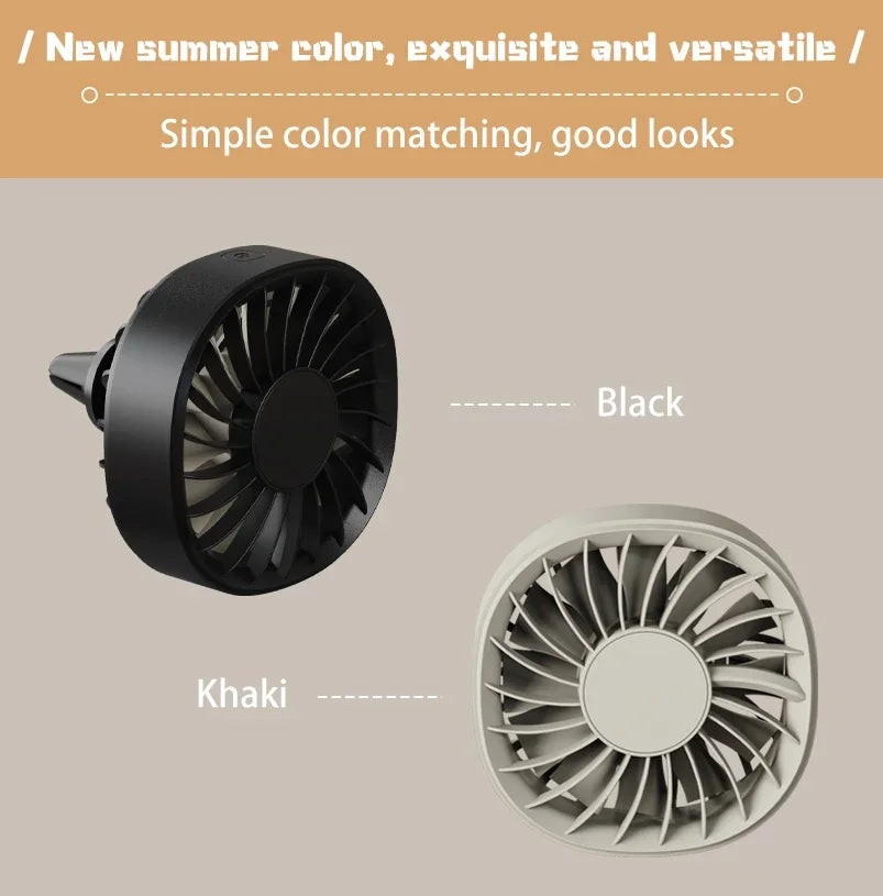 Portable 5V USB Car Air Vent Cooling Fan with 3 Gears and RGB Light