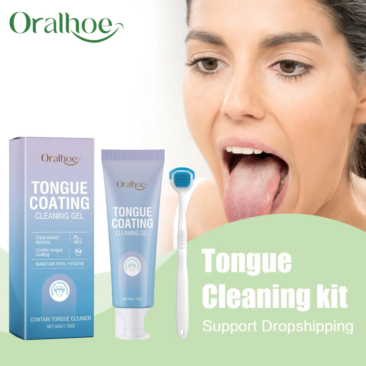 Tongue Cleaning Gel and Scraper Kit for Fresh Breath