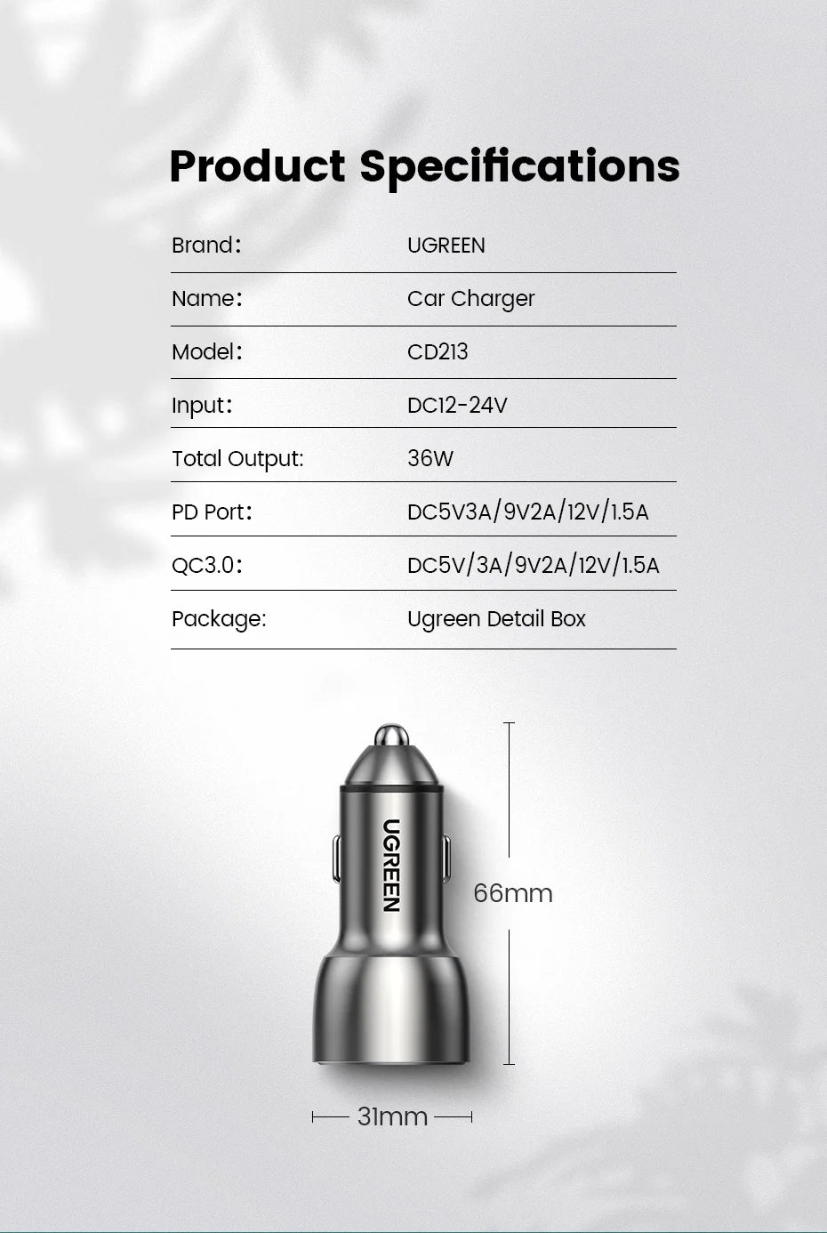 36W Dual Port USB-C PD Fast Car Charger