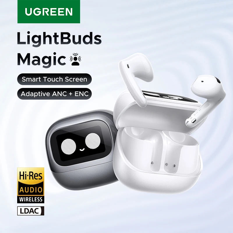 Wireless Noise Cancelling Earbuds with Smart LCD Touch Case