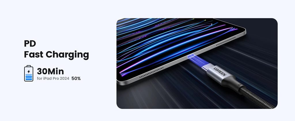 100W USB-C to USB-C Fast Charging Cable for Laptops and Smartphones