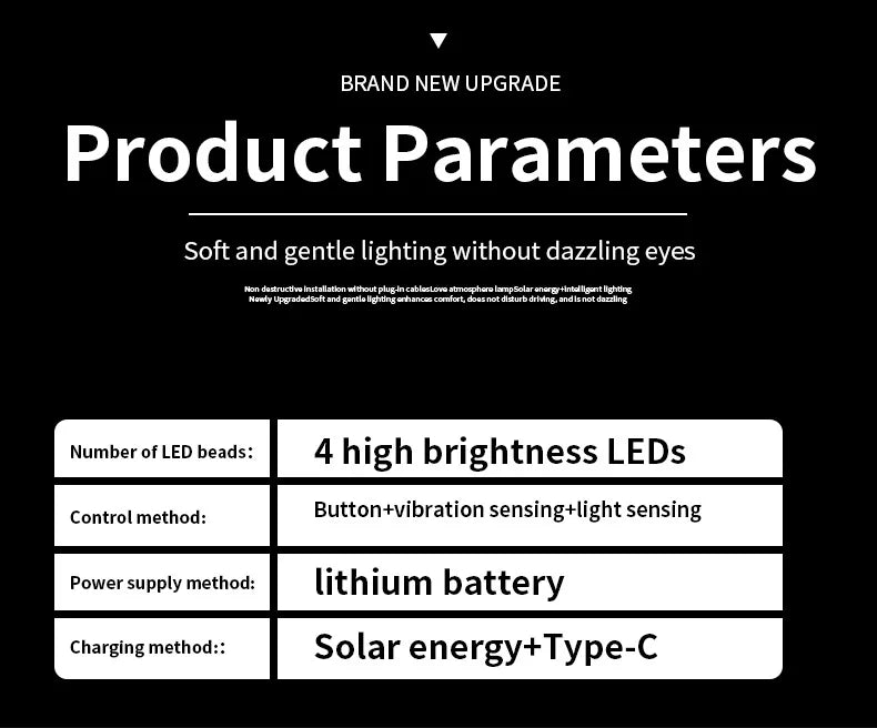 Solar USB Heart Neon LED Car Window Atmosphere Light with Sensors