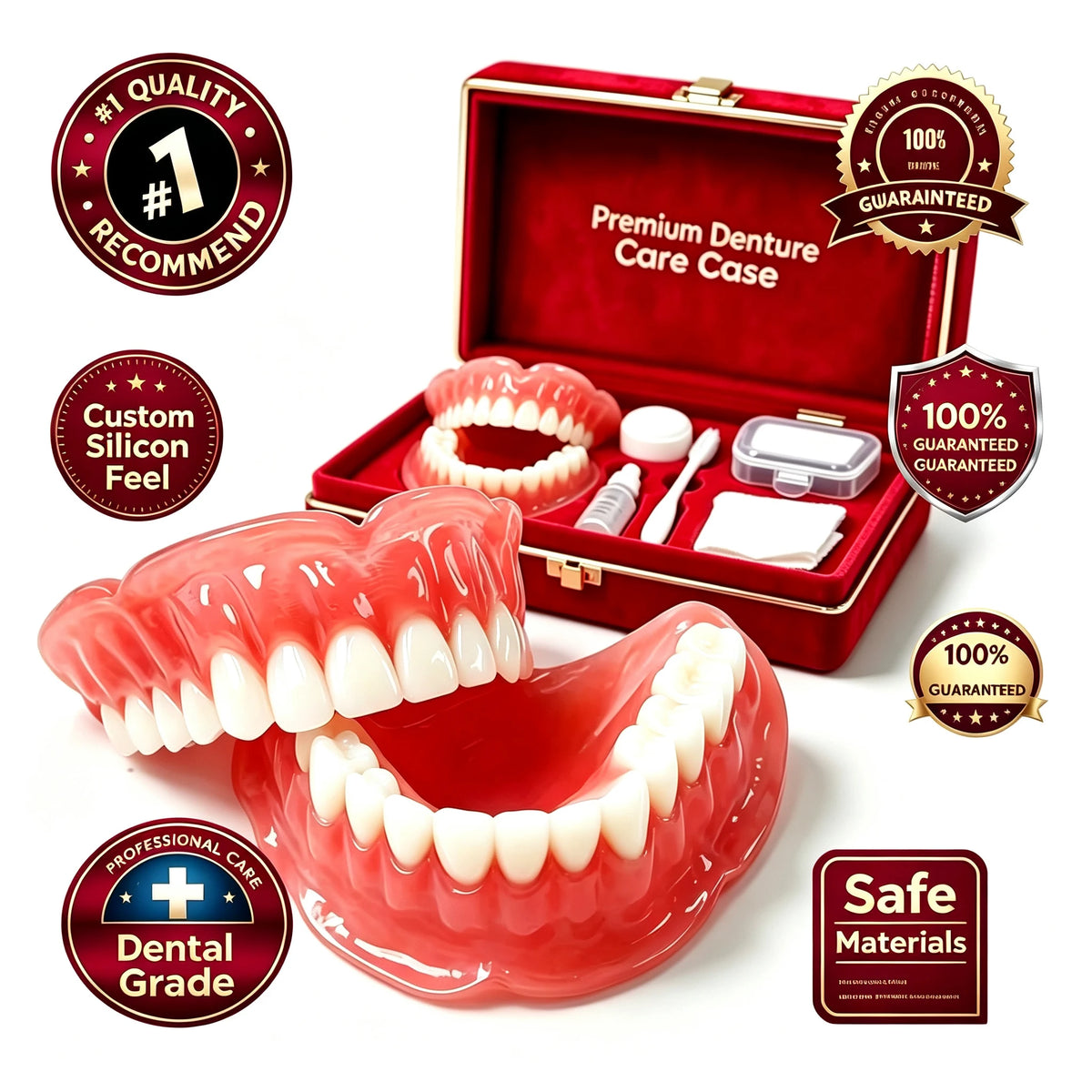 Comfortable Silicone Denture Set with Care Case