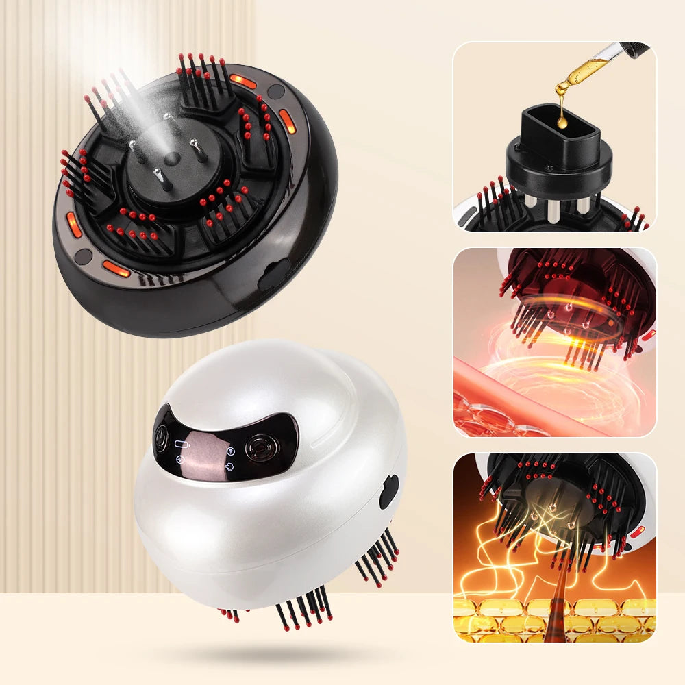 Electric Scalp Massager with Light Therapy and Oil Applicator