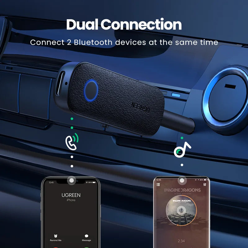 2-in-1 Bluetooth 5.0 Transmitter and Receiver for Car and Home Audio - 2