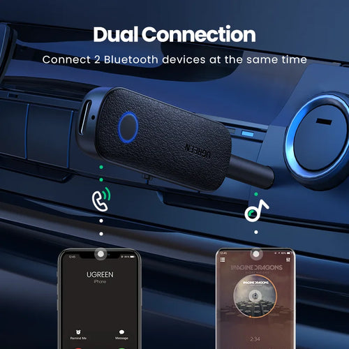 2-in-1 Bluetooth 5.0 Transmitter and Receiver for Car and Home Audio