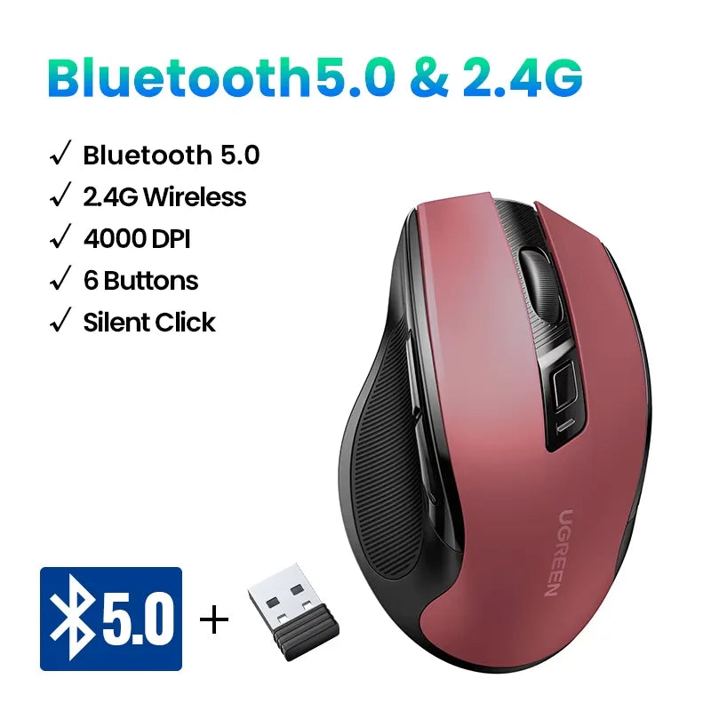 Ergonomic Dual-Mode Bluetooth 5.0 & 2.4G Silent Wireless Mouse - 26