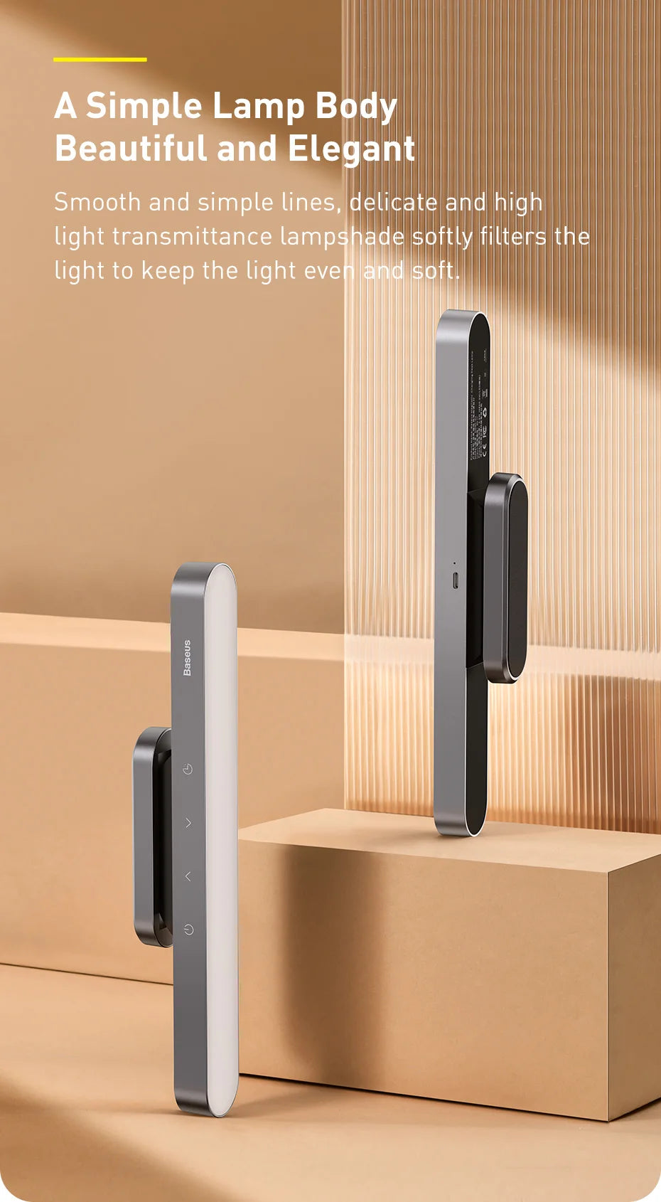Magnetic Rechargeable LED Desk Lamp with Stepless Dimming