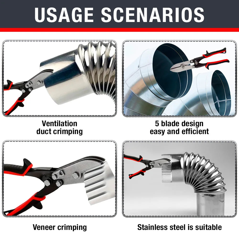 5-Blade Sheet Metal Crimper for HVAC and Ductwork