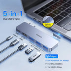 6-in-1 Dual USB-C Hub for MacBook with 4K HDMI and SD/TF Card Reader
