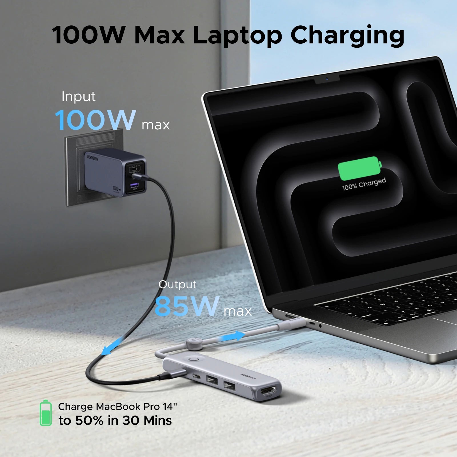 5-in-1 USB-C Hub with 4K 60Hz HDMI and 100W Power Delivery - 6