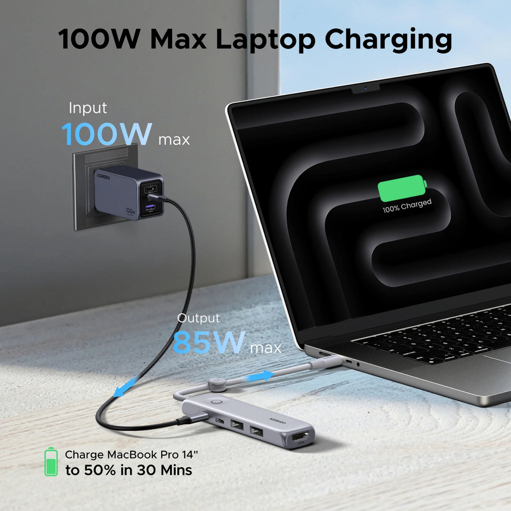 5-in-1 USB-C Hub with 4K 60Hz HDMI and 100W Power Delivery