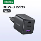 30W GaN Fast Wall Charger with Triple USB Ports