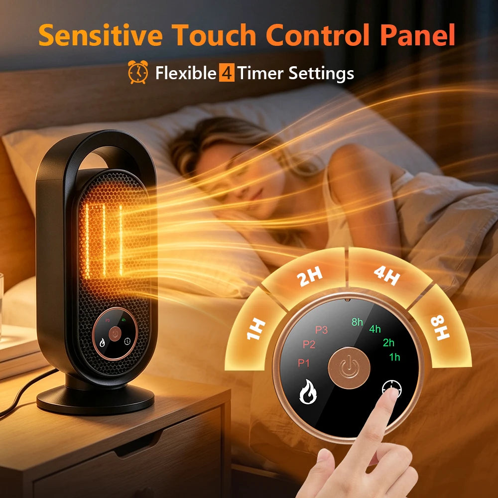Portable PTC Ceramic Space Heater with Touch Control and Timer - 2