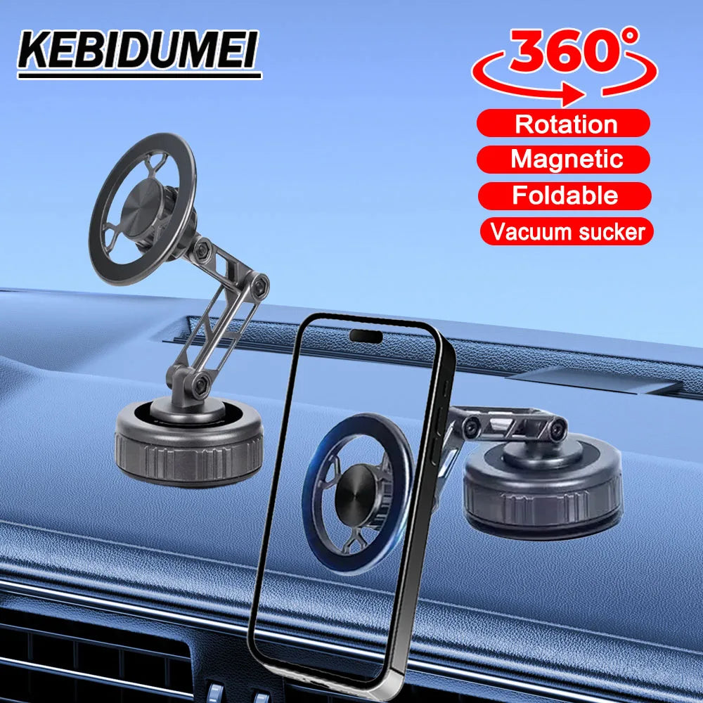 Magnetic Car Phone Holder with Vacuum Sucker and 360 Degree Rotation
