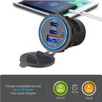 78W Triple Port USB-C Fast Car Charger Socket