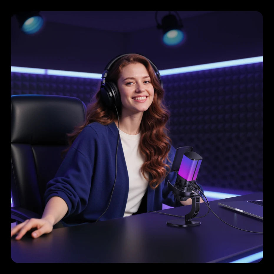 USB Condenser Microphone with RGB Lighting for Gaming and Streaming - 18