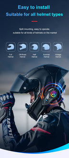 Bluetooth 6.0 Motorcycle Helmet Intercom Headset with FM Radio 500m
