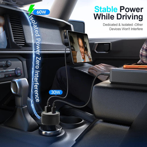 12V/24V DC Power Cable Adapter for Starlink Mini with USB Fast Charging