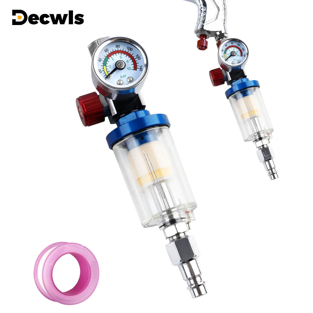1/4" Air Pressure Regulator and Water Trap Filter for Spray Guns - 1