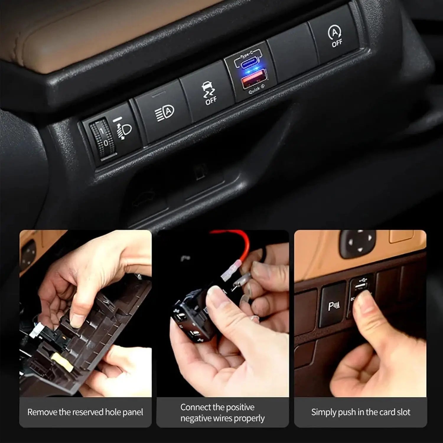 USB-C PD and QC3.0 Fast Car Charger for Toyota Dashboard - 12