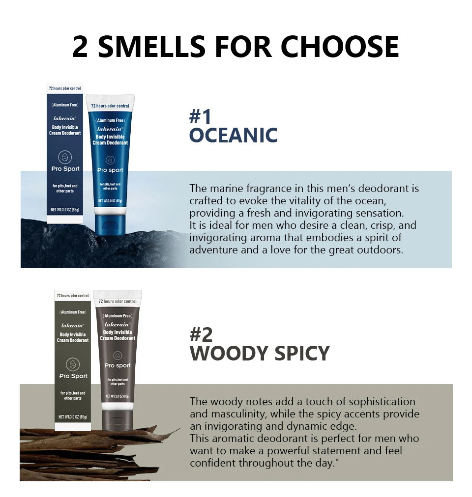 All-Over Invisible Cream Deodorant for 72-Hour Odor Protection