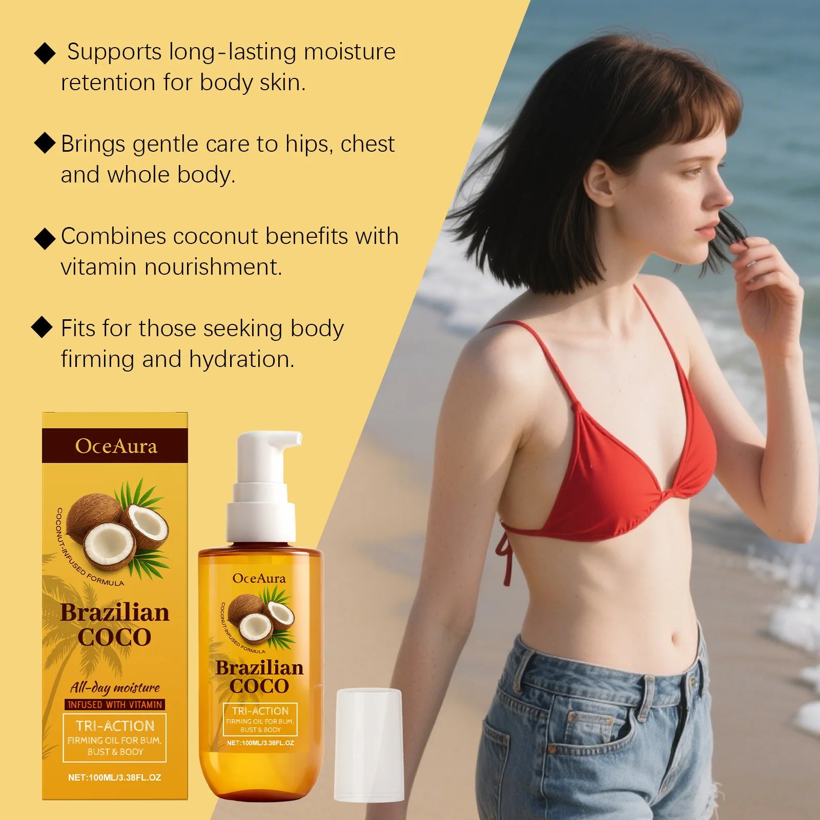 Coconut Firming Body Oil for Skin Hydration and Elasticity - 11