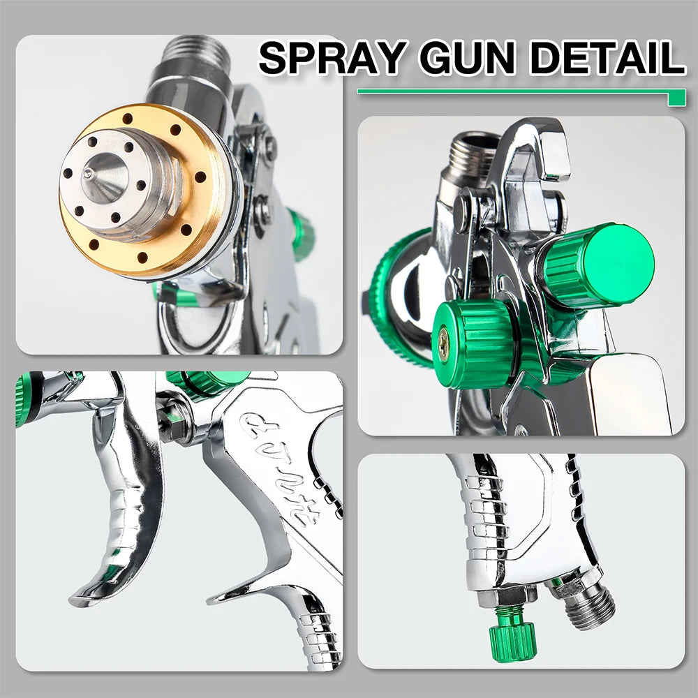 Professional HVLP Gravity Feed Paint Spray Gun with Multiple Nozzles